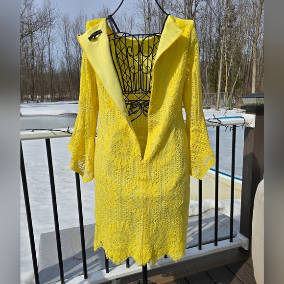 Sangria Yellow Lace Dress, size 10 EUC - Picture 4 of 14